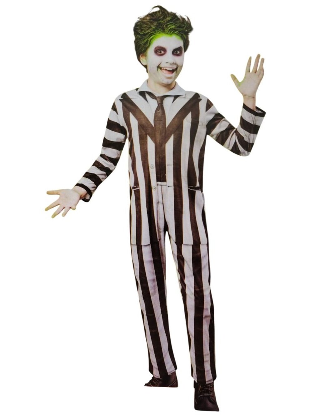 Rubies Boys Size S 6/7 Beetlejuice Costume Jumpsuit Halloween Black Striped New